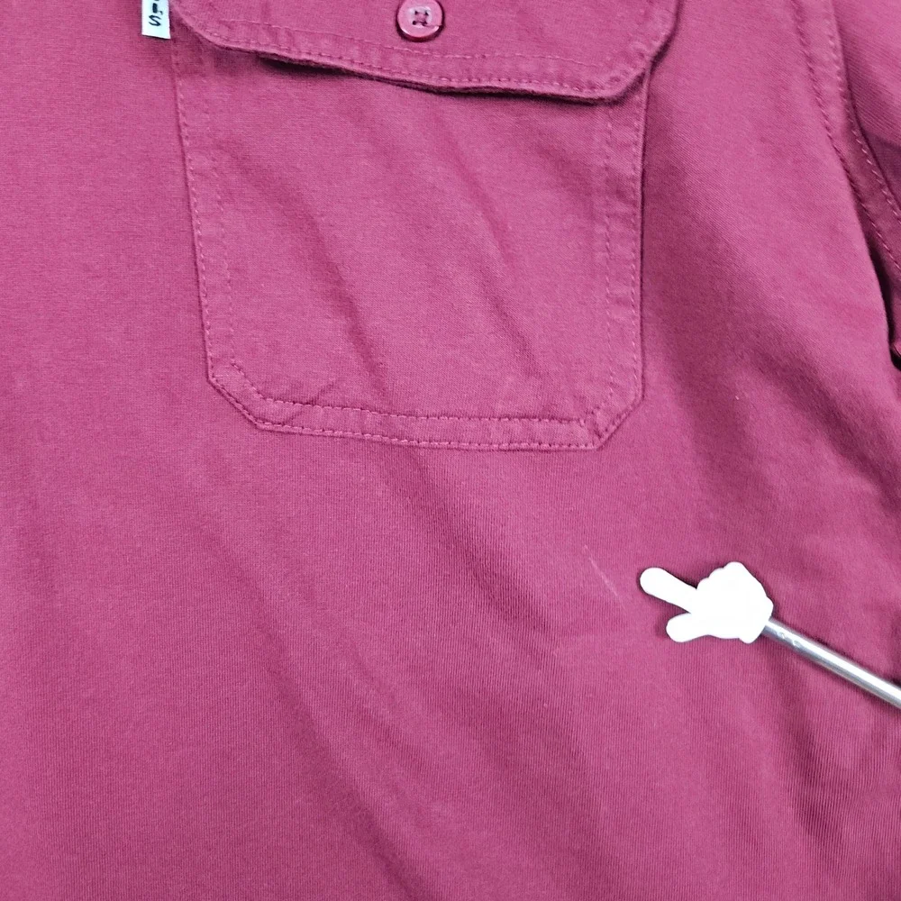 Levi's‎ Men's Burgundy Long Sleeve Pocket Polo Shirt Size XL 100% Cotton SPOTS